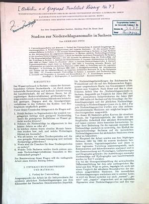 Bild des Verkufers fr Studien zur Niederschlagsanomalie in Sachsen; zum Verkauf von books4less (Versandantiquariat Petra Gros GmbH & Co. KG)