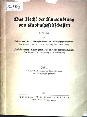 Imagen del vendedor de Das Recht der Umwandlung von Kapitalgesellschaften: 2 Vortrge a la venta por books4less (Versandantiquariat Petra Gros GmbH & Co. KG)