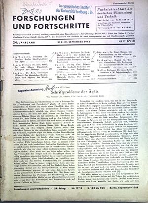 Bild des Verkufers fr Der Einflu der Bevlkerungsdichte auf die landwirtschaftliche Erzeugung und die Kostformen; in: 24. Jahrgang Heft 17/18 Forschungen und Fortschritte, Nachrichtenblatt der Deutschen Wissenschaft und Technik. zum Verkauf von books4less (Versandantiquariat Petra Gros GmbH & Co. KG)