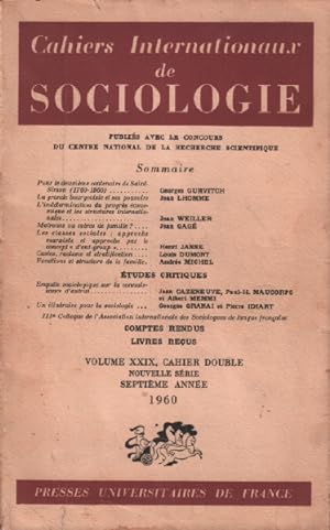 Cahiers internationaux de sociologie / volume XXIX