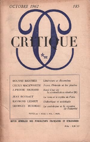 Revue critique N° 185