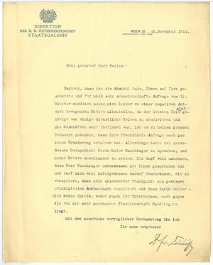 Bild des Verkufers fr Ms. Brief mit eigenh. U. zum Verkauf von Antiquariat INLIBRIS Gilhofer Nfg. GmbH