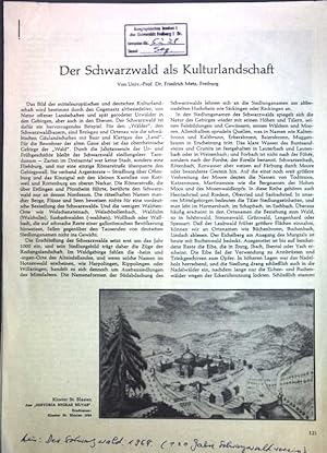 Bild des Verkufers fr Der Schwarzwald als Kulturlandschaft; zum Verkauf von books4less (Versandantiquariat Petra Gros GmbH & Co. KG)