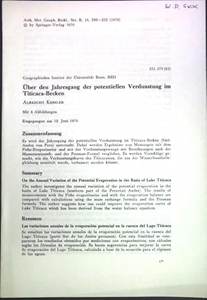 Imagen del vendedor de ber den Jahresgang der potentiellen Verdunstung im Titcaca-Becken; a la venta por books4less (Versandantiquariat Petra Gros GmbH & Co. KG)