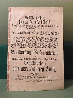 Ihrer Königl. Hoheit, Herrn Xaverii, Königlichen Prinzens in Pohlen und Litthauen etc. Herzogs zu...