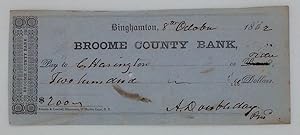Seller image for Broome County Bank check for sale by Riverow Bookshop