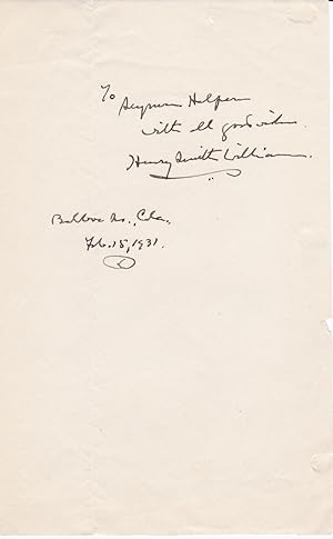 Seller image for NOTE PAPER INSCRIBED AND SIGNED BY AMERICAN DOCTOR AND AUTHOR HENRY SMITH WILLIAMS WHO ADVOCATED MORE HUMANE TREATMENT OF DRUG ADDICTS. for sale by Blue Mountain Books & Manuscripts, Ltd.