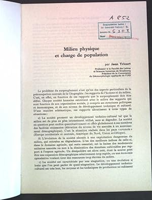 Imagen del vendedor de Milieu physique et charge de population; a la venta por books4less (Versandantiquariat Petra Gros GmbH & Co. KG)