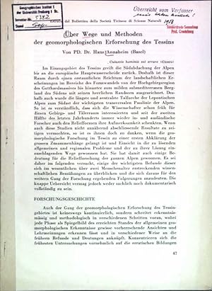 Bild des Verkufers fr ber Wege und Methoden der geomorphologischen Erforschung des Tessins; zum Verkauf von books4less (Versandantiquariat Petra Gros GmbH & Co. KG)