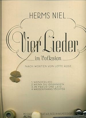 Bild des Verkufers fr Vier Lieder im Volkston nach Worten von Lotte Rose. Noten mit unterlegtem Text. zum Verkauf von Umbras Kuriosittenkabinett