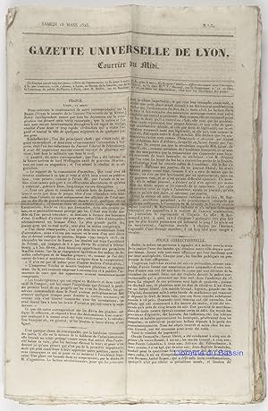 Gazette Universelle de Lyon Courrier du Midi Samedi 18 mars 1826 N°31
