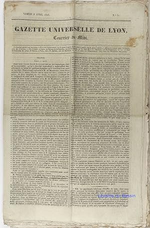 Gazette Universelle de Lyon Courrier du Midi Samedi 8 avril 1826 N°51