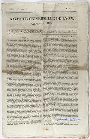 Gazette Universelle de Lyon Courrier du Midi Lundi 18 décembre 1826 N°303