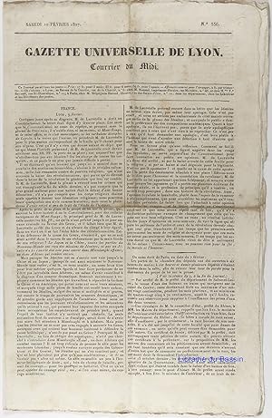 Gazette Universelle de Lyon Courrier du Midi Samedi 10 février 1827 N°356
