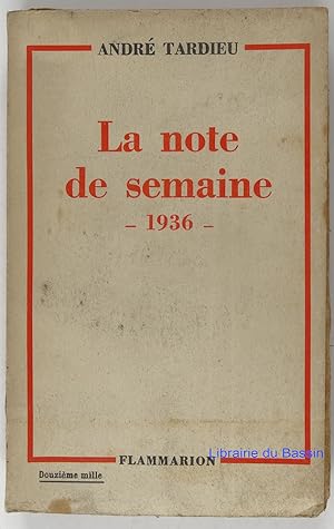 Imagen del vendedor de La note de semaine 1936 a la venta por Librairie du Bassin