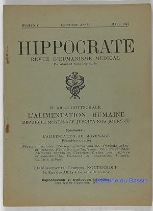 Seller image for Hippocrate Revue d'Humanisme mdical N1 Quinzime anne Mars 1947 for sale by Librairie du Bassin