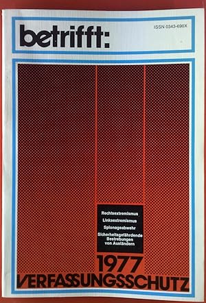 Bild des Verkufers fr Betrifft: Verfassungsschutz 1977 zum Verkauf von biblion2