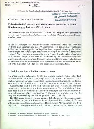 Bild des Verkufers fr Kulturlandschaftswandel und Grundwasserprobleme in einem Bewsserungsgebiet des Mittellandes; zum Verkauf von books4less (Versandantiquariat Petra Gros GmbH & Co. KG)