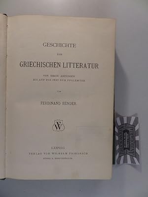 Bild des Verkufers fr Geschichte der Weltlitteratur in Einzeldarstellungen - Band VI, 1 : Geschichte der griechischen Litteratur. zum Verkauf von Druckwaren Antiquariat