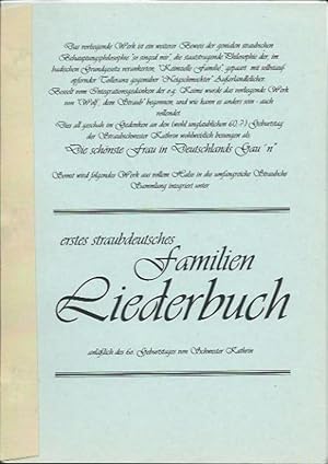 Seller image for Erstes straubdeutsches Familien-Liederbuch anllich des 60. Geburtstages von Schwester Kathrin for sale by Leserstrahl  (Preise inkl. MwSt.)