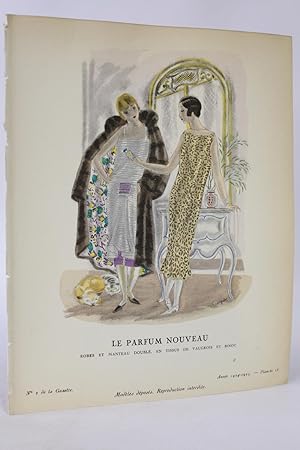 Seller image for Le Parfum nouveau. Robes et manteau doubl, en tissus de Vaugeois et Binot (pl. 16, La Gazette du Bon ton, 1924-1925 n2) for sale by Librairie Le Feu Follet