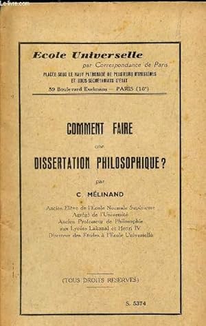 Seller image for COMMENT FAIRE UNE DISSERTATION PHILOSOPHIQUE. for sale by Le-Livre