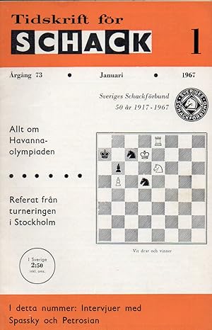 Tidskrift för schack Volume 73,1967 Hefte No.1,3,4,5,7,8,9 (7 Hefte)