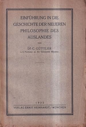 Bild des Verkufers fr Einfhrung in die Geschichte der neueren Philosophie des Auslandes zum Verkauf von Clivia Mueller