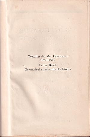 Seller image for Weltliteratur der Gegenwart 1890-1931 for sale by Clivia Mueller