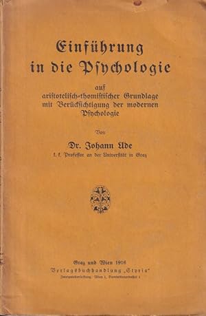 Imagen del vendedor de Einfhrung in die Psychologie auf aristotetisch-thomitischer Grundlage a la venta por Clivia Mueller