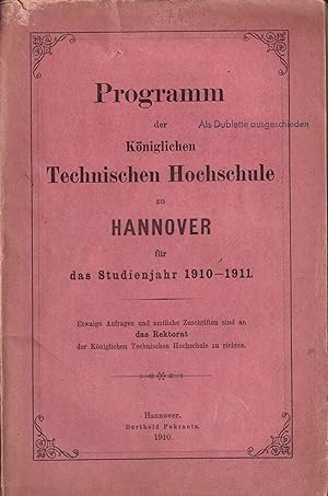 Programm der Königlichen Technischen Hochschule zu Hannover