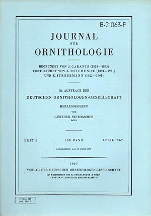 Seller image for Journal fr Ornithologie 108.Band 1967 Heft 2 (1 Heft) for sale by Clivia Mueller