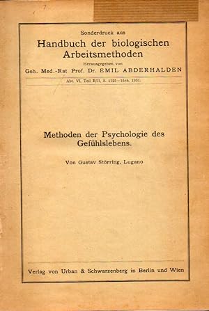 Imagen del vendedor de Methoden der Psychologie des Gefhlslebens a la venta por Clivia Mueller