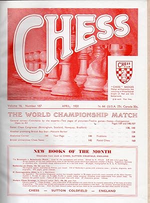 Chess Volume 16, 1951 Number 187 bis 191 (1 Band)