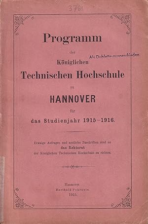 Programm der Königlichen Technischen Hochschule zu Hannover