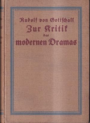 Bild des Verkufers fr Zur Kritik des modernen Dramas zum Verkauf von Clivia Mueller