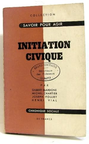 Bild des Verkufers fr Initiation civique zum Verkauf von crealivres