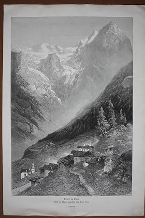 Trafoi in Tirol, Skigebiet bei Bozen, Holzstich um 1890 nach der Natur gezeichnet von Karl Heyn, ...