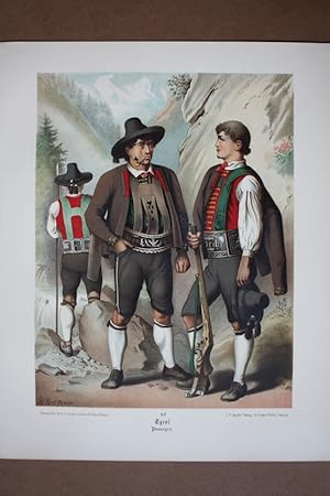 Tyrol Passeyer, Trachten, Kostüm, Kleidung, Chromolithographie um 1890 von A. Kretschmer, Blattgr...