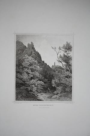 Burg Hoheneppan bei Bozen (Tyrol), Stahlstich um 1850 von J. Riegel nach J. Lange, Blattgröße: 31...