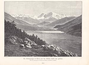 Die Ortlergruppe in Tirol, von der Malser Heide aus gesehen, Holzstich um 1890 nach einer Photogr...