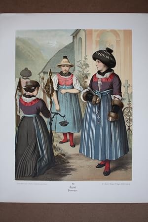 Tyrol Passeyer, Volkstrachten, Kostüm, Kleidung, Chromolithographie um 1890 von A. Kretschmer, Bl...