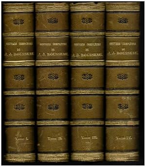 Bild des Verkufers fr Oeuvres completes de J. J. Rousseau, avec des notes historiques. 4 Volumes (completes). Tome permier: Lesconfessions. Discours. Politique. Tome deuxieme: La nouvelle Heloise. Emile. Lettre a M. de Beaumont. Tome troisieme: Lettres ecrites de la Montagne. Melanges; Theatre. Poesies. Botanique. Musique. Tome quatrieme: . Dialogues. Correspondance. zum Verkauf von Antiquariat Lenzen