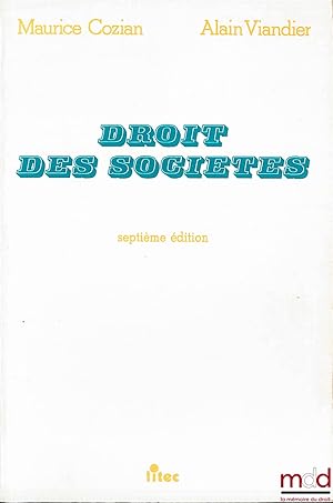 Bild des Verkufers fr DROIT DES SOCITS, 7med. zum Verkauf von La Memoire du Droit