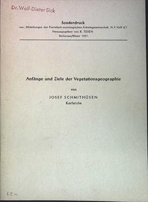 Bild des Verkufers fr Anfnge und Ziele der Vegetationsgeographie; zum Verkauf von books4less (Versandantiquariat Petra Gros GmbH & Co. KG)