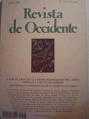 Seller image for Revista de Occidente N 168 - Mayo 1995 - A los 70 aos de " La deshumanizacin del arte": Ortega y las vanguardias for sale by Librera Antonio Azorn