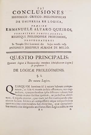 ENCADERNAÇÃO ARTÍSTICA.- SÉC. XVIII - CONCLUSIONES HISTORICO-PHILOSOPHICAS DE UNIVERSA RE LOGICA,