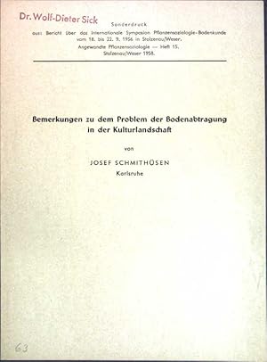 Bild des Verkufers fr Bemerkungen zu dem Problem der Bodenabtragung in der Kulturlandschaft; zum Verkauf von books4less (Versandantiquariat Petra Gros GmbH & Co. KG)