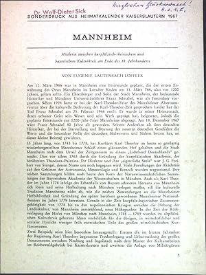 Imagen del vendedor de Mannheim: Mittlerin zwischen kurpflzisch-rheinischem und bayerischem Kulturkreis am Ende des 18. Jahrhunderts; a la venta por books4less (Versandantiquariat Petra Gros GmbH & Co. KG)