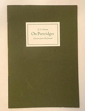 Seller image for ON PARTRIDGES: SELECTIONS FROM HIS JOURNAL1851 - 1860 for sale by Johnnycake Books ABAA, ILAB